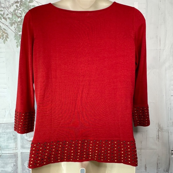 The Look Randolph Duke Rustic Orange Embellished Beaded Silk Sweater Top Plus 1 - Picture 12 of 12